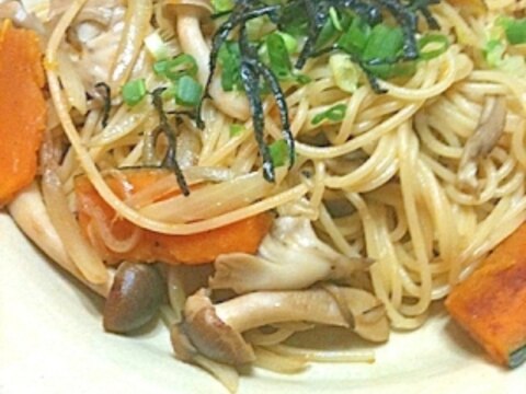 きのことかぼちゃの和風パスタ